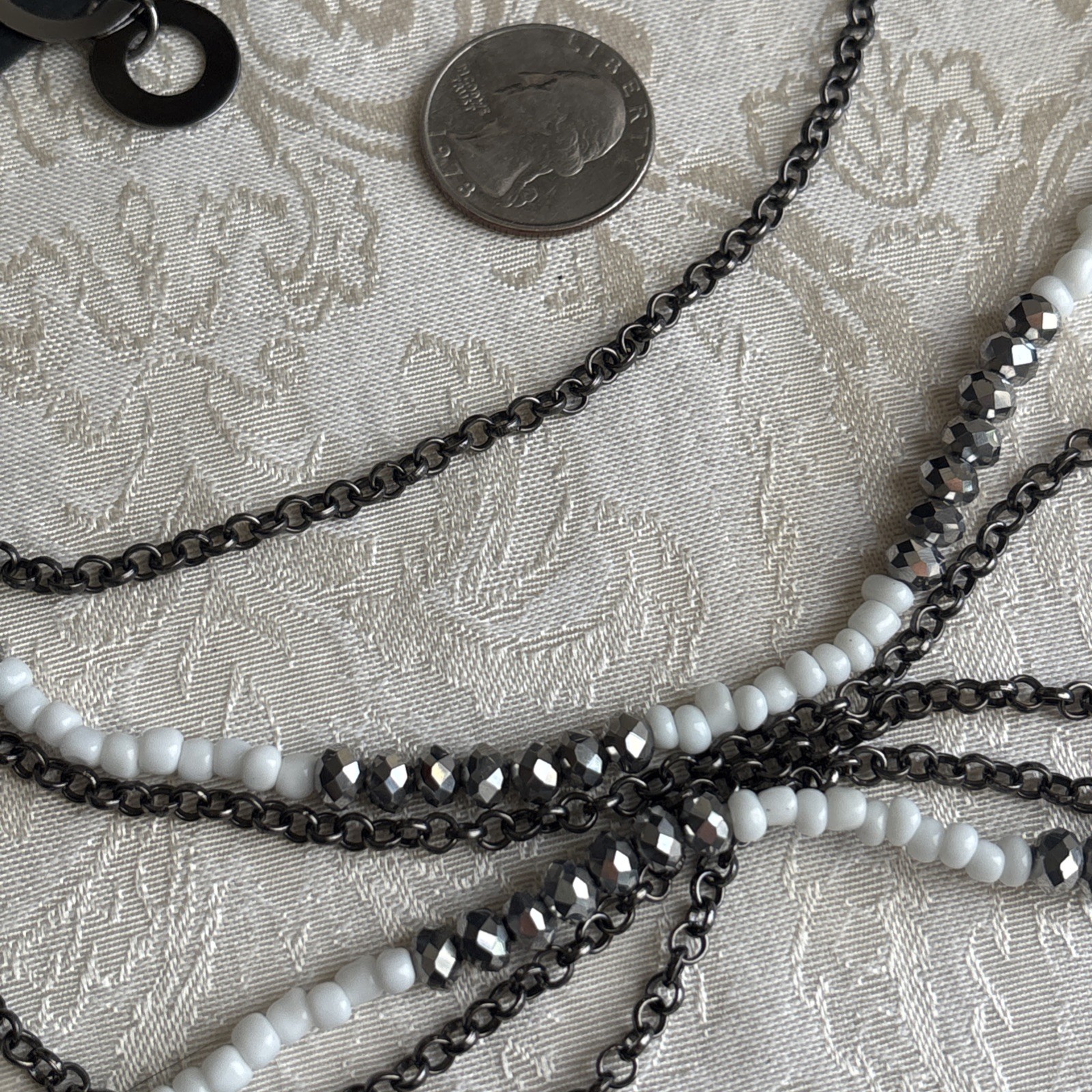 Park Lane Chic Earrings Hematite Tone Interlocking Circles & Unsigned Necklace