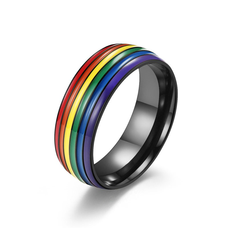 Rainbow Titanium Steel Ring Hand Jewelry Stainless Steel Flag Gay Sources Niche