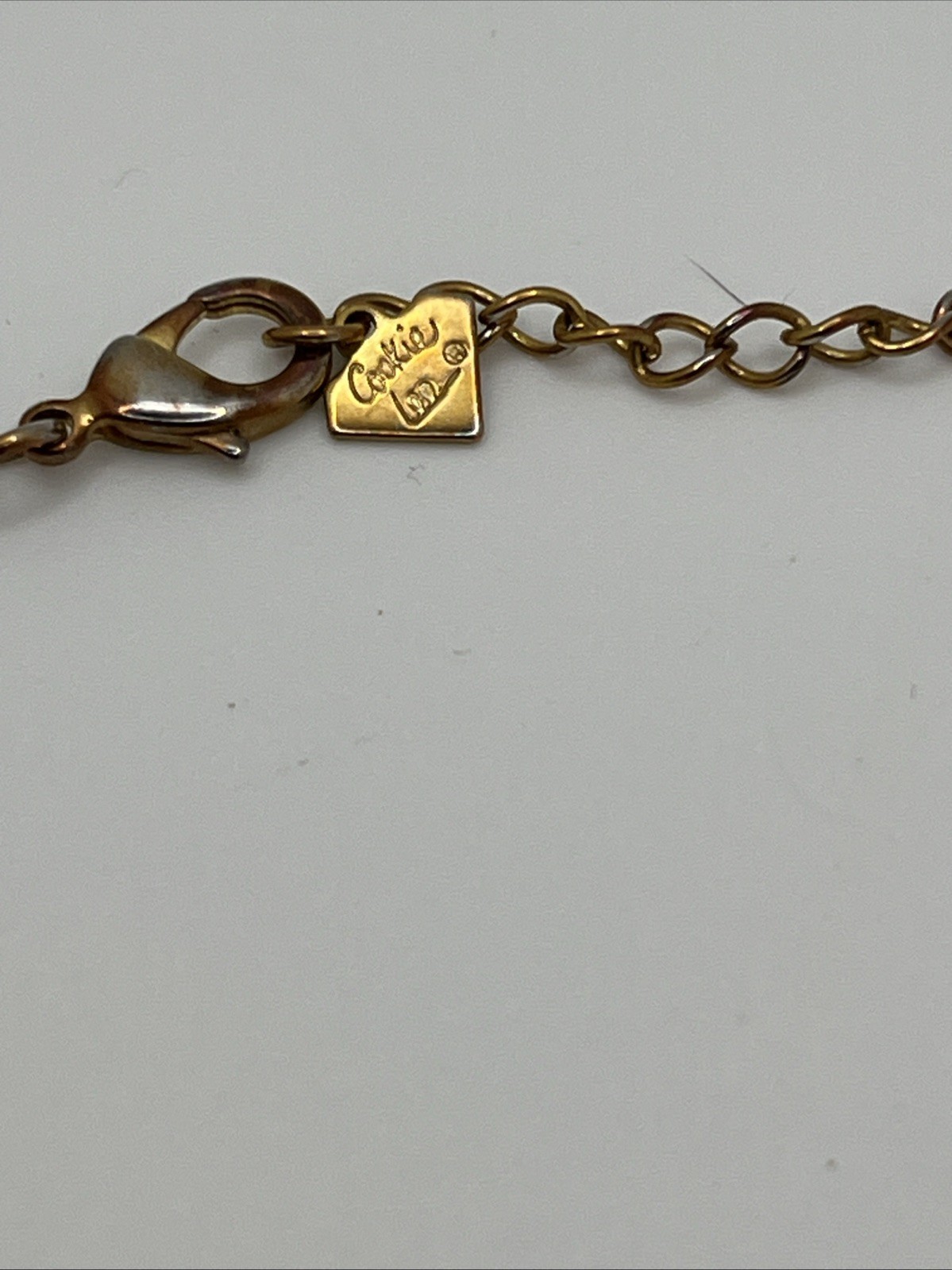 Cookie Lee Green Glass Bead & Gold Tone Leaf Necklace 14-18”