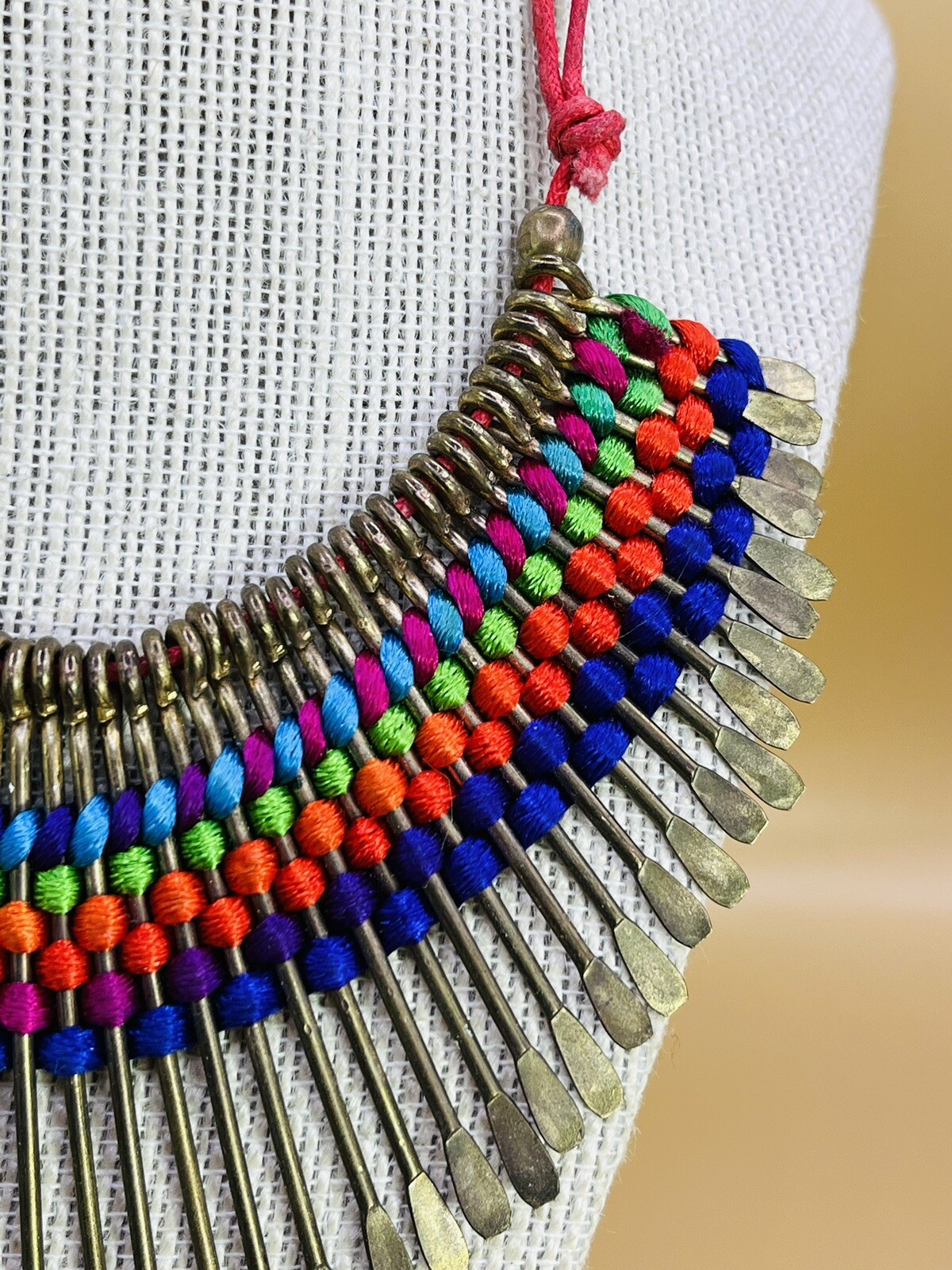 Multicolored Handmade Silk Thread Boho Ethnic Neck Chain te01