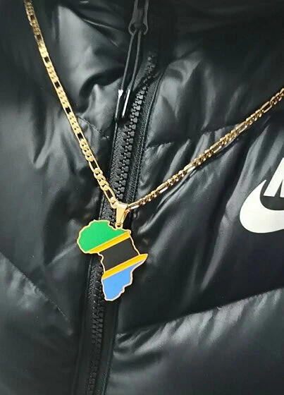 Zambia Flag Africa Map Necklace
