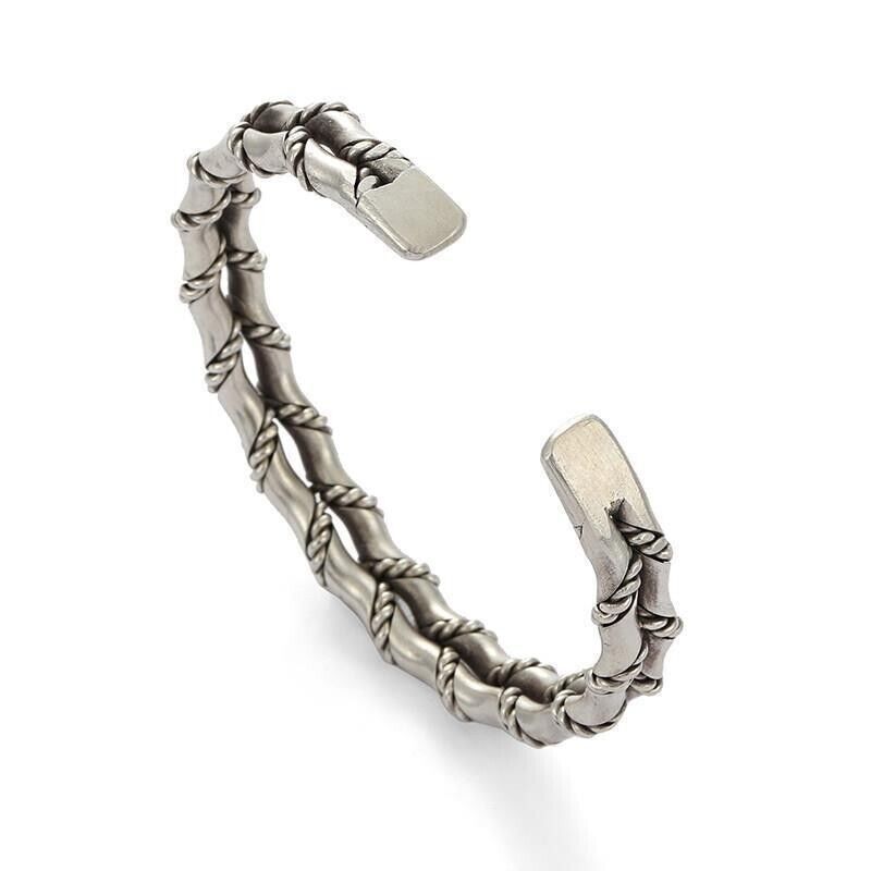 Men’s Vintage Twist Cuff Silver Bracelet Handmade Adjustable Open Bracelet USA