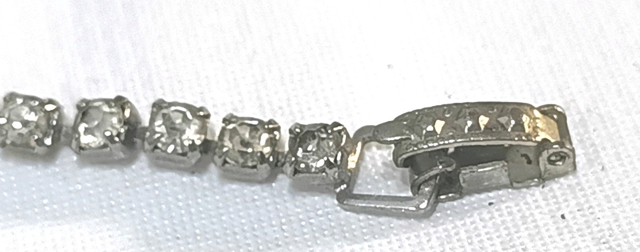Vintage 1950s Clear Rhinestone Drop Fringe Necklace Choker 15″ & Bracelet 7″ Set