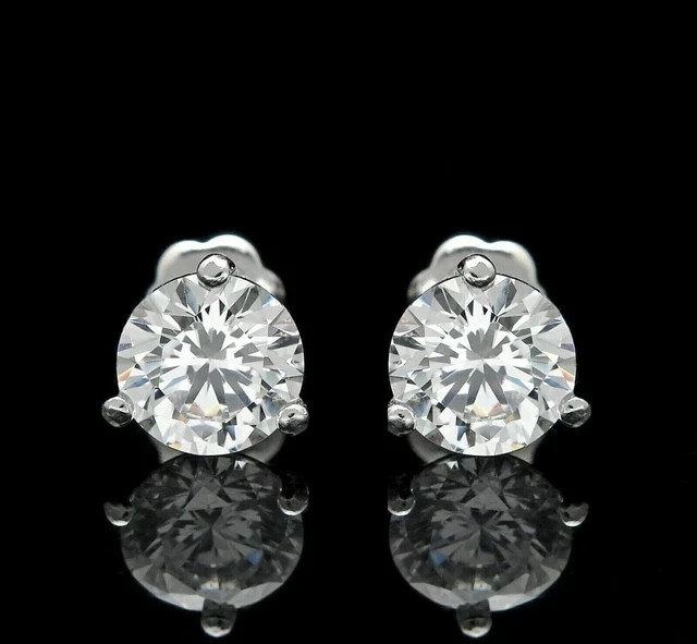 2 Ct Round Cut Simulated Diamond Women’s Stud Earrings 14K White Gold Plated