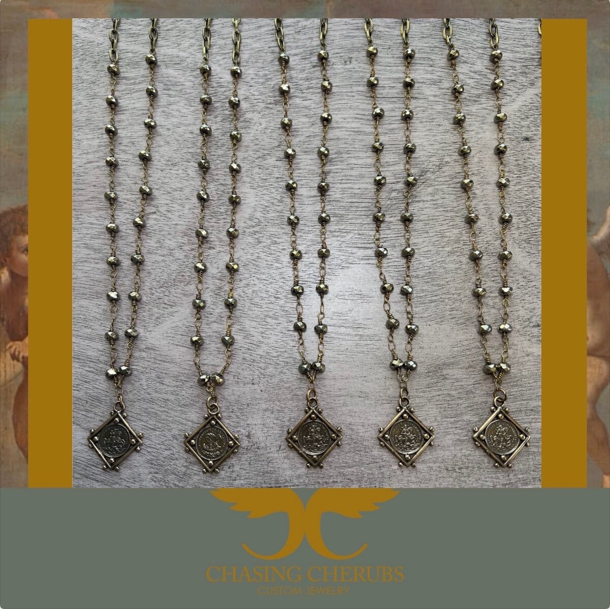 Virgin Saints & Angels VSA Inspired Necklace Saint George Protector Metal Rosary