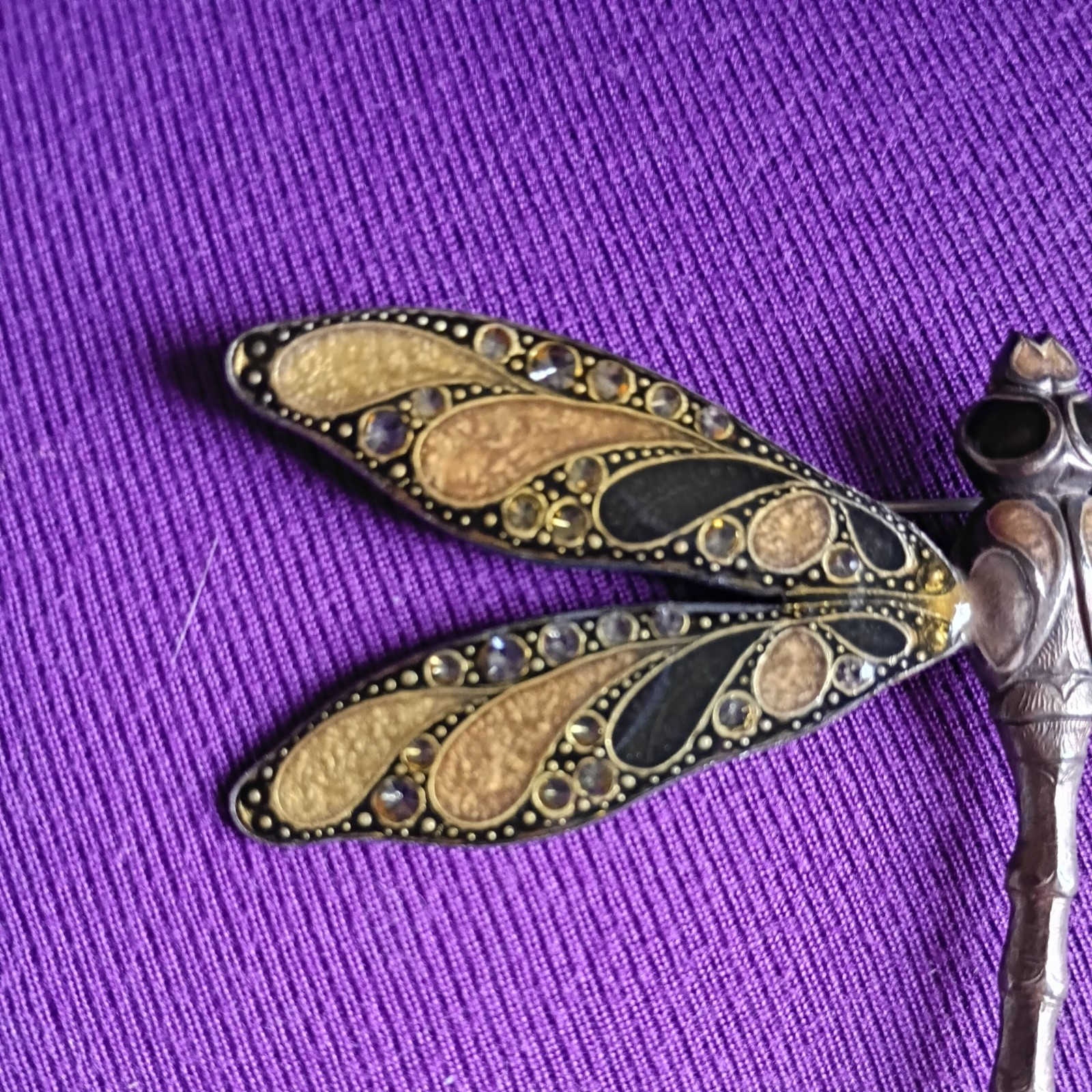 Art Deco Vintage Metal Dragonfly Pin Brooch (France)