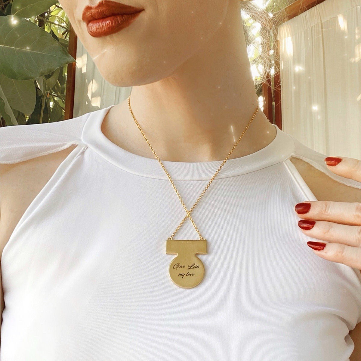 Star Wars X RockLove NEW Medal of Yavin Necklace in 14K Yellow Gold Plated Brass