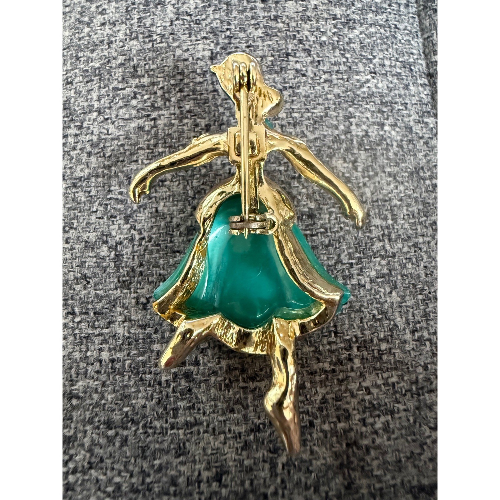 Vintage Trifari ?unsigned Ballerina Brooch teal Green Dancer Costume Jewelry