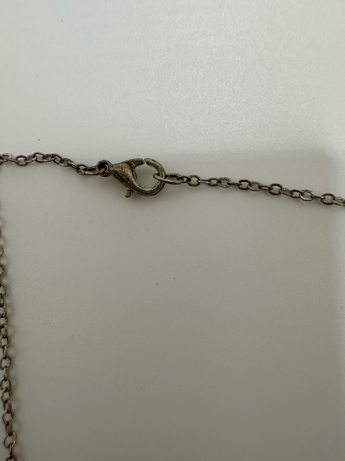 Silver Tone Chain Necklace With Blue Rhinestone Snowflake Pendant 18”