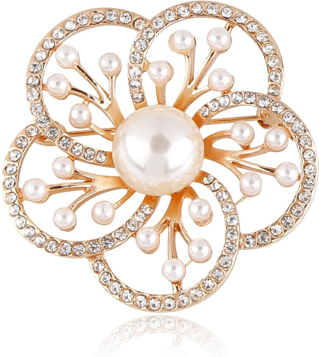 Pearl Diamond Brooch Pins for Dress Sweater Scarf, Wedding Party Decoration Birt