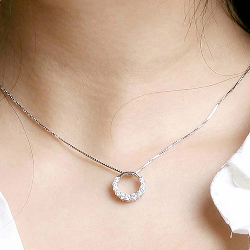 Silver Zircon Heart Star Pendant Necklace Women Choker Wedding Jewelry Gift