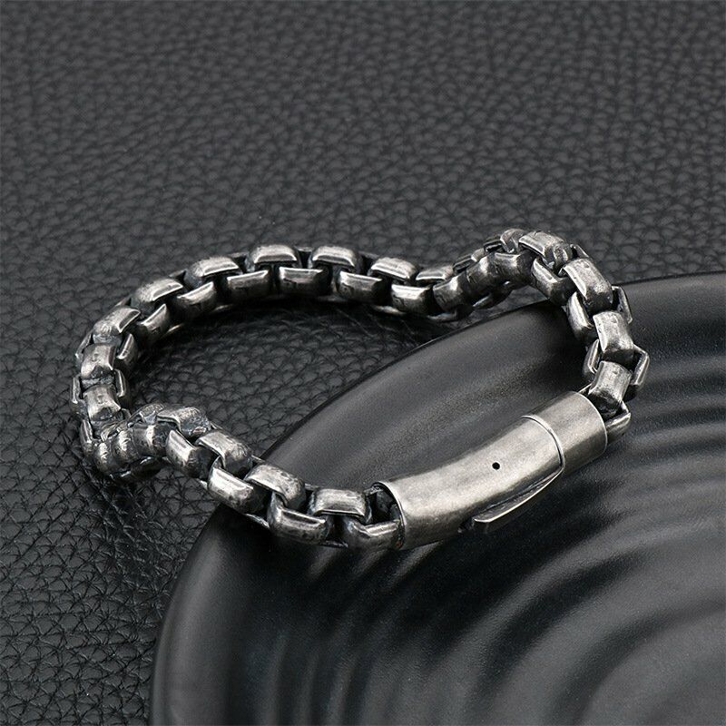 MENDEL Vintage Fine Mens 8 Inch Motorcycle Biker Chain Bracelet Stainless Steel