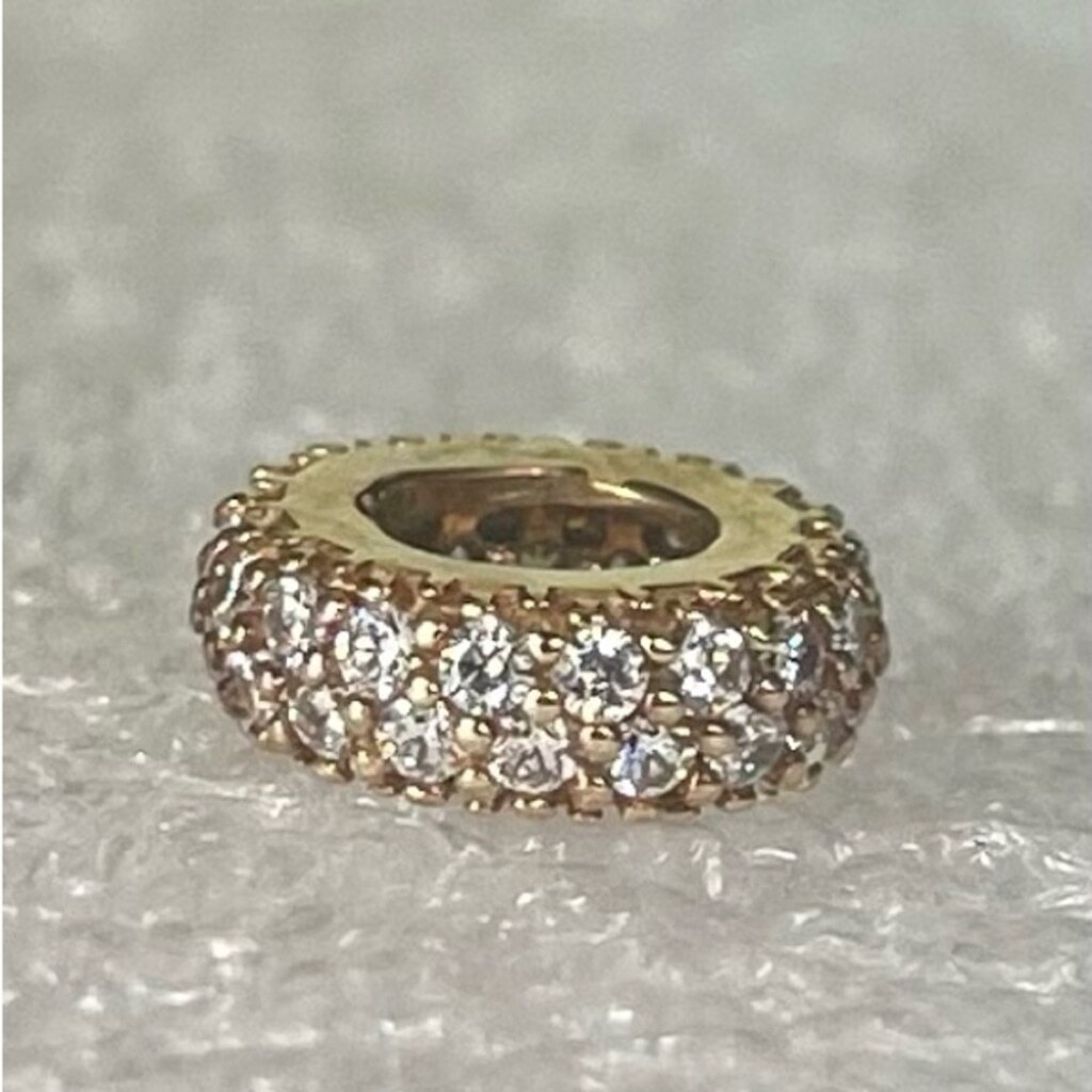 Authentic Pandora 14k Solid Yellow Gold Whit Clear CZ Spacer Charm