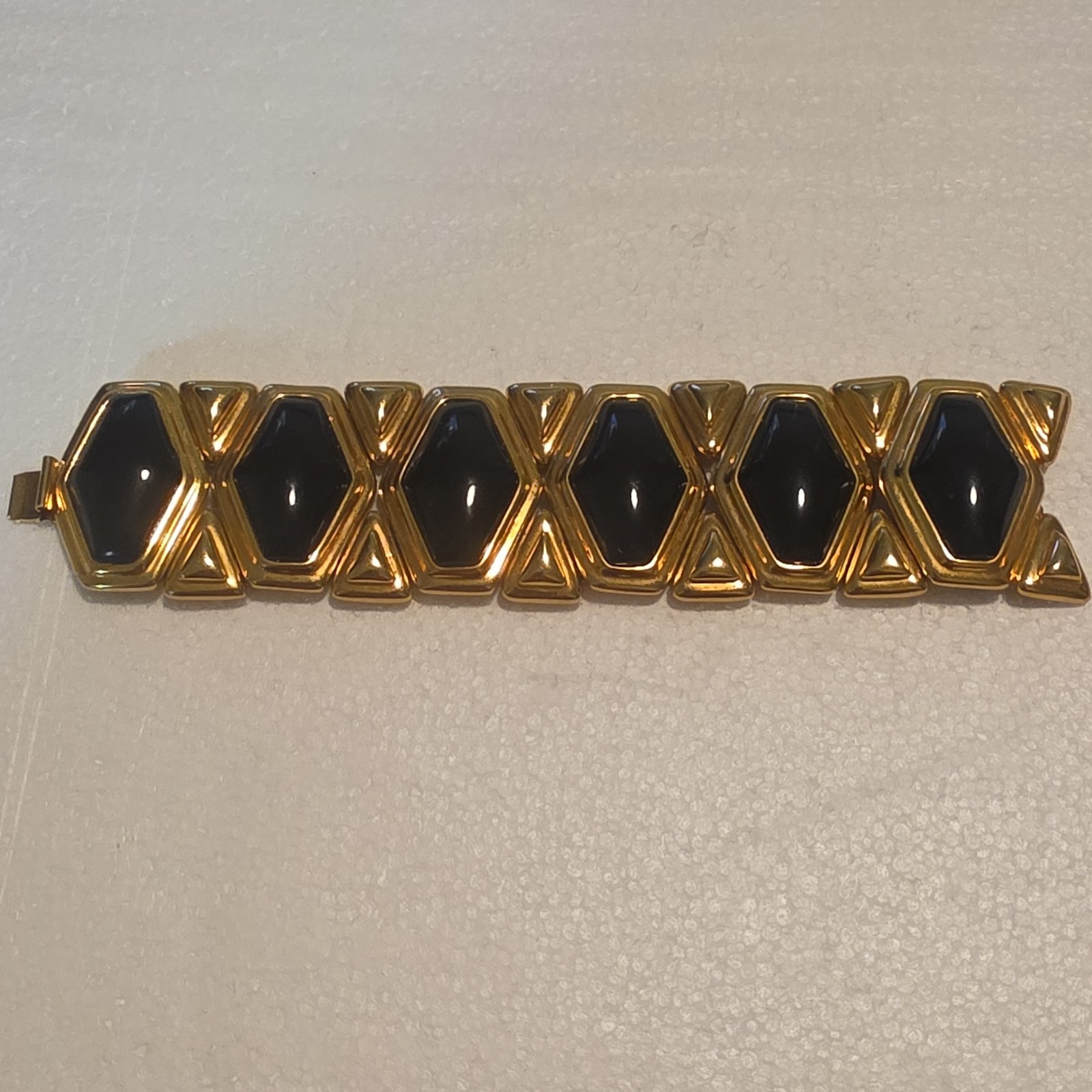 Gold & Black Hexagon Link Bracelet