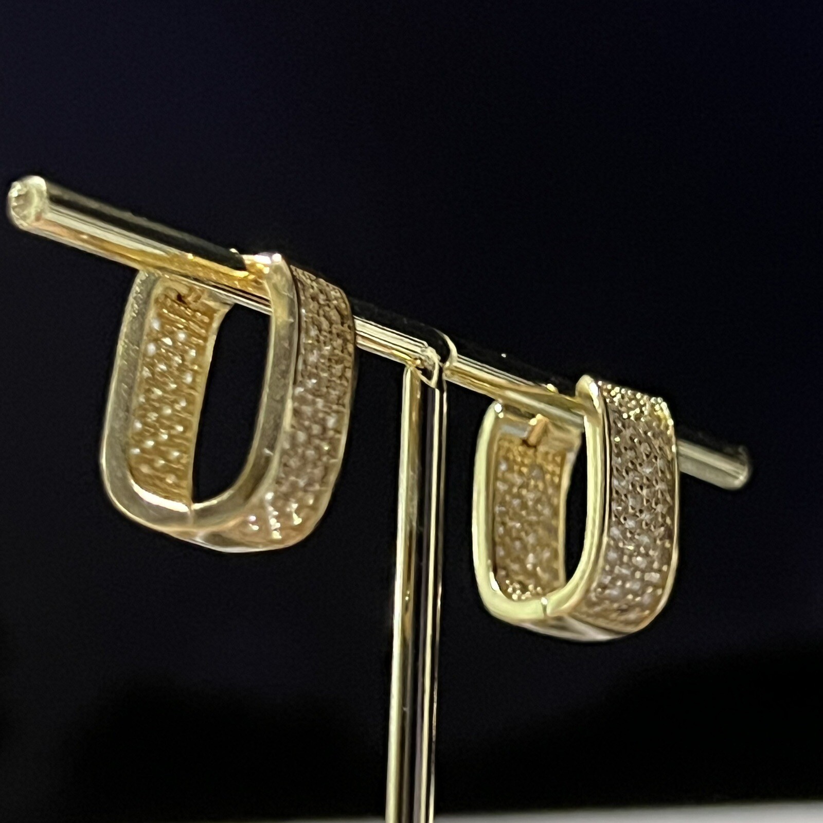 18K Gold Plated Sparkling Hoop Earrings Daily Wear