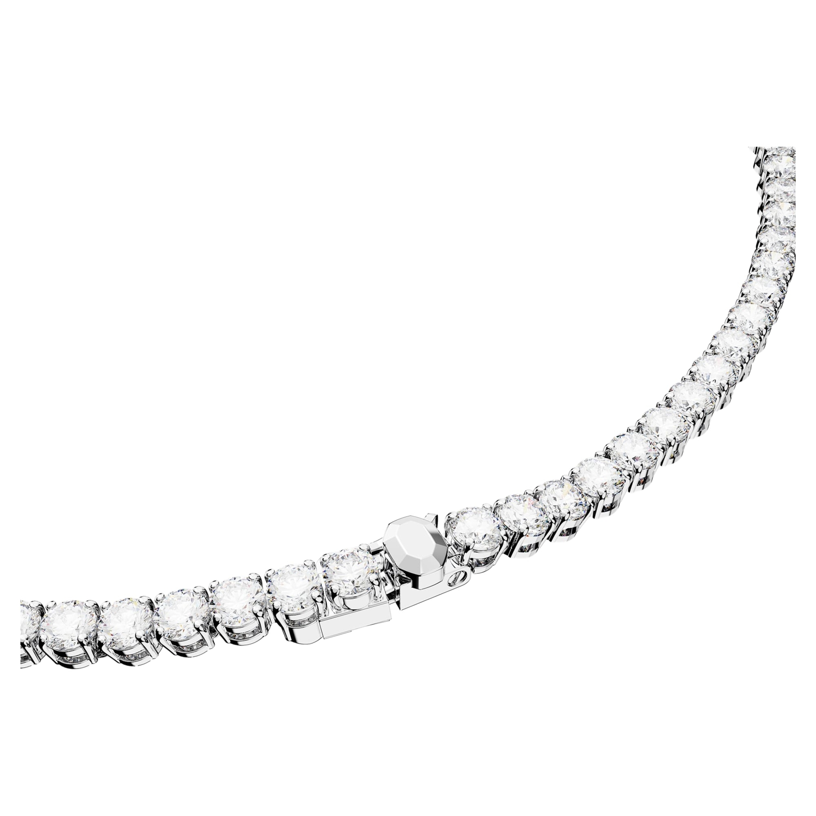 Swarovski Matrix Tennis Set Round Cut, White, Rhodium Plated Necklace & Earrings