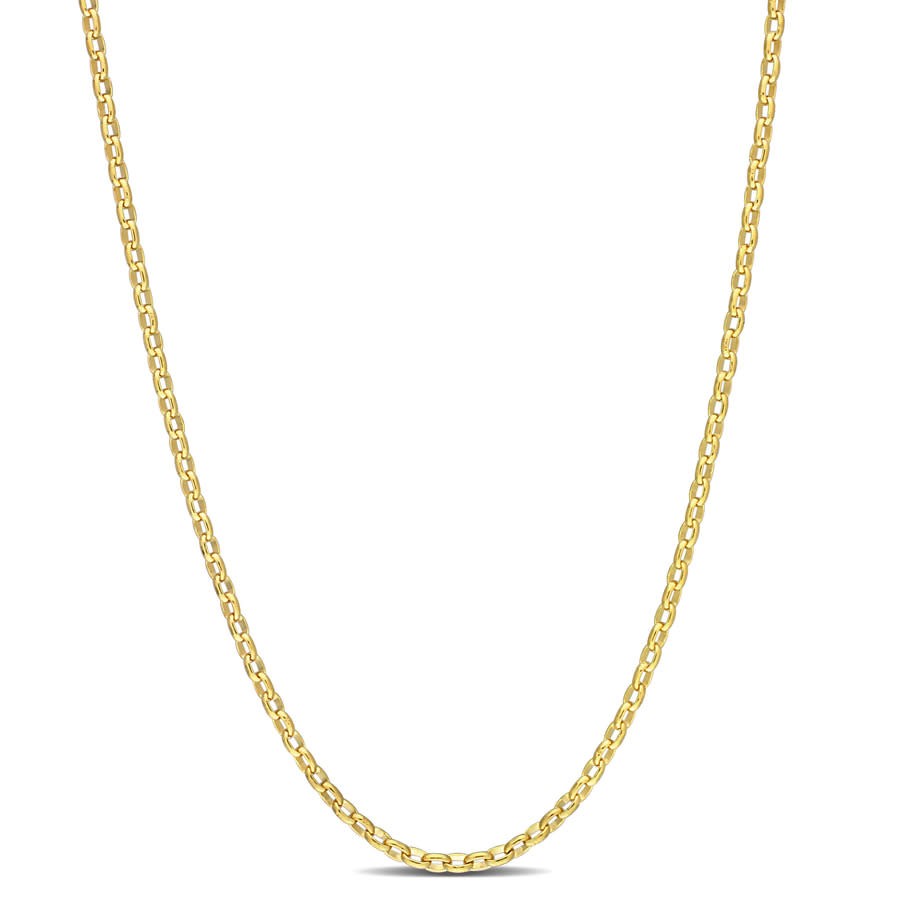 AMOUR Rolo Chain Necklace In Yellow Plated Sterling Silver, 20 In