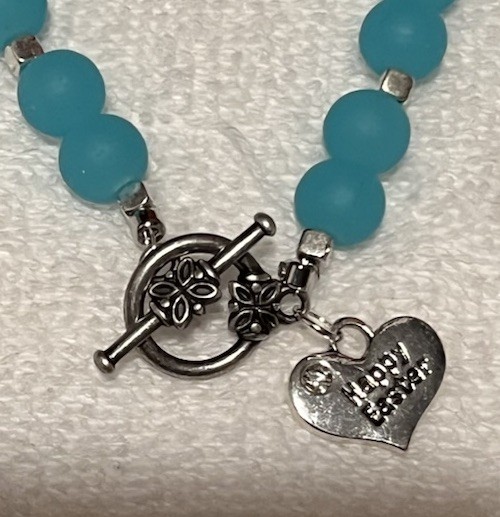 “Happy Easter” Blue Glass Bead Bracelet New Handmade