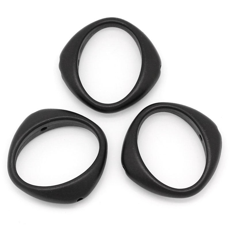 Sexy Sparkles 5 Pcs Acrylic Oval Spacer Beads Frame Black Hollow 27mm