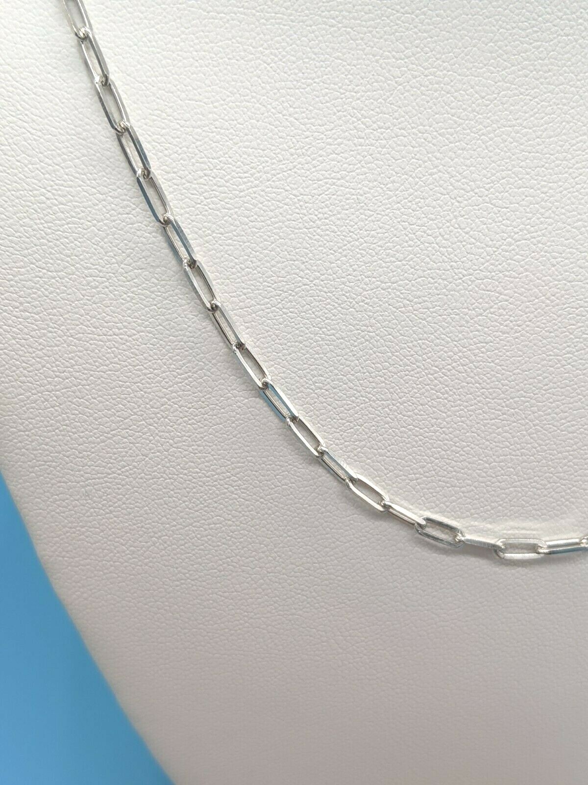 Silver 925 Paperclip Necklace 14k White Gold Finish 2.5mm 18 20 22 24 Inches