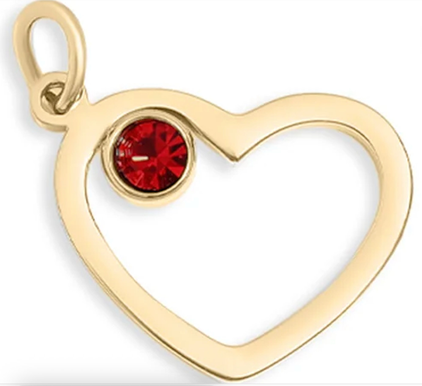 18K Gold PVD Stainless Steel Birthstone Heart Charm w/ Lobster Claw Clasp