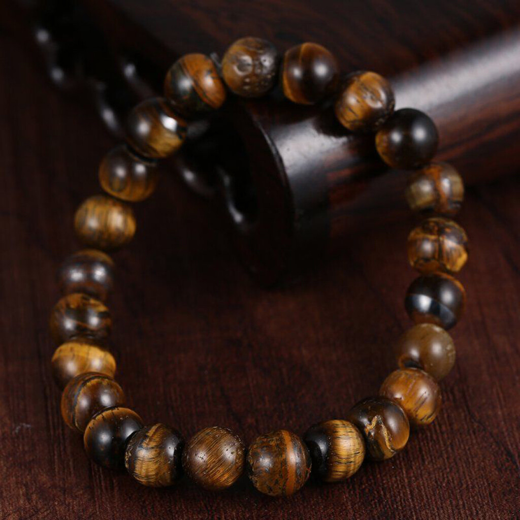 Men Women 8mm Tiger Eye/Turquoise/Agate/Lava Stone Round Beads Elastic Bracelet
