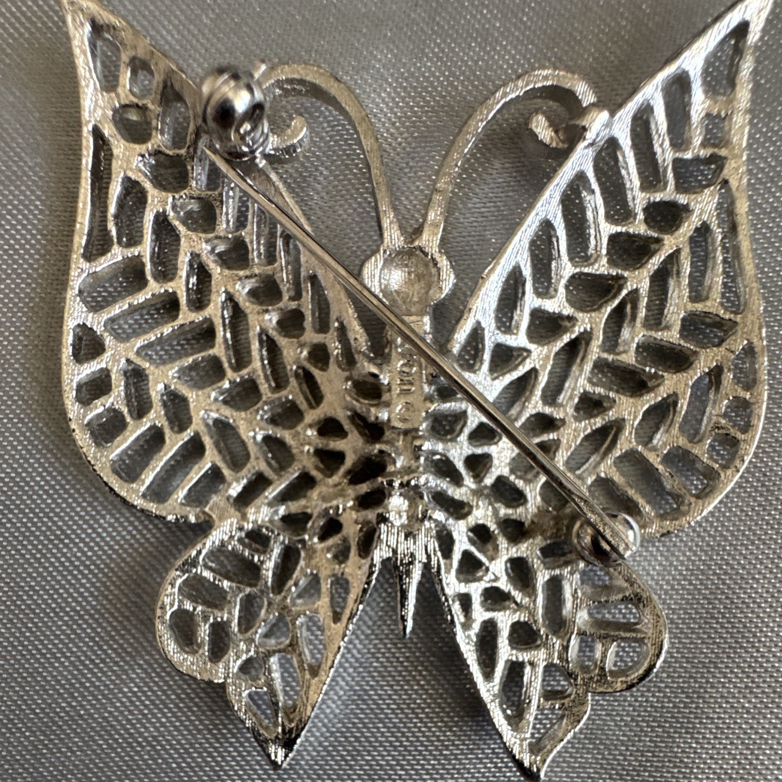 Silver & Gold Tone Metal Butterfly Brooch Pin, 2 in, Animals & Insects Theme