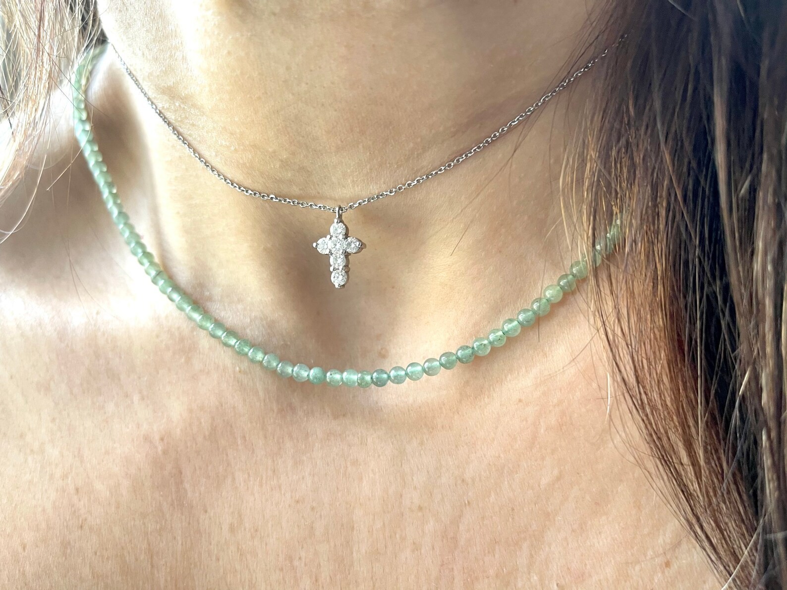 1.00 Ct Round EF VS Lab Grown Diamond Cross Shape Necklace in 14K White Gold