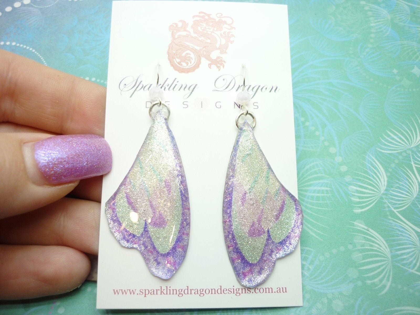 Butterfly Earrings Sparkling Silver, Purple/Blue – Fairy Jewellery Fun Gift for