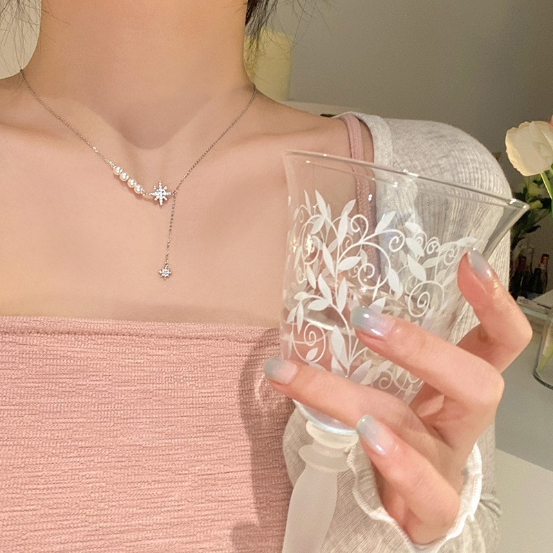 1 Pcs Luxury Pearl Choker Gold Copper Layered Chain, Everyday Elegance