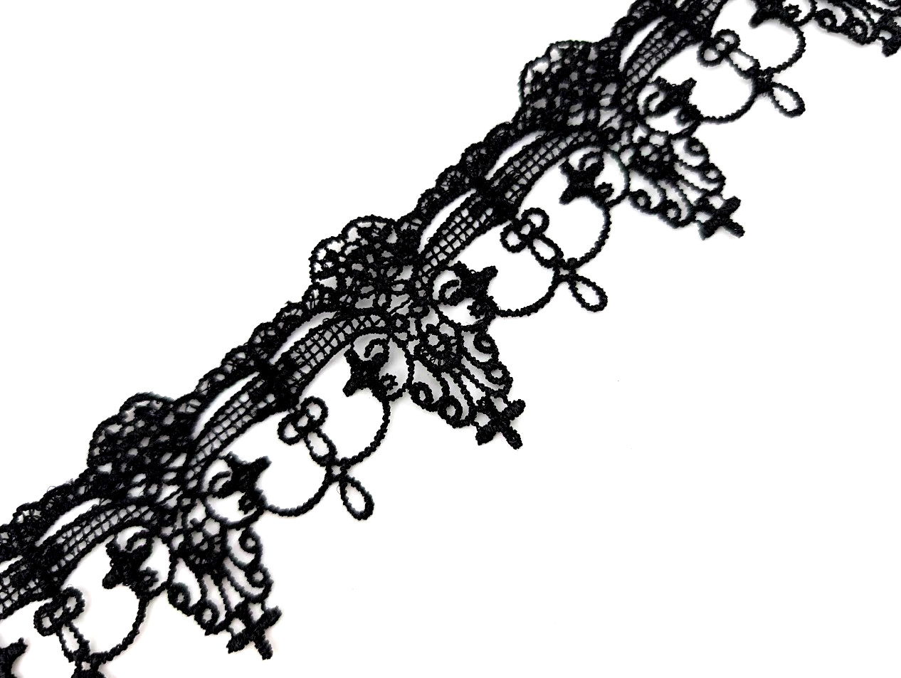 BLACK GOTHIC LACE CHOKER whimsigoth fairycore delicate cross necklace 13-15″ I1