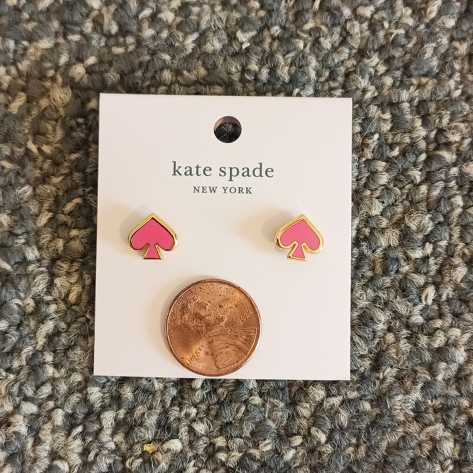 Kate spade pink spade and gold tone earrings