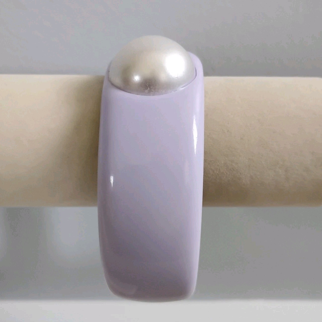 NEW Lilac Purple Chunky Plastic Resin Bangle Sz 8 Bracelet Wide Faux Pearl
