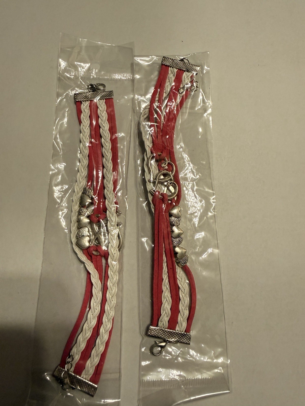 Lot Braided Cord Charm Bracelets Faux Leather Multicolor Adjustable Lobster