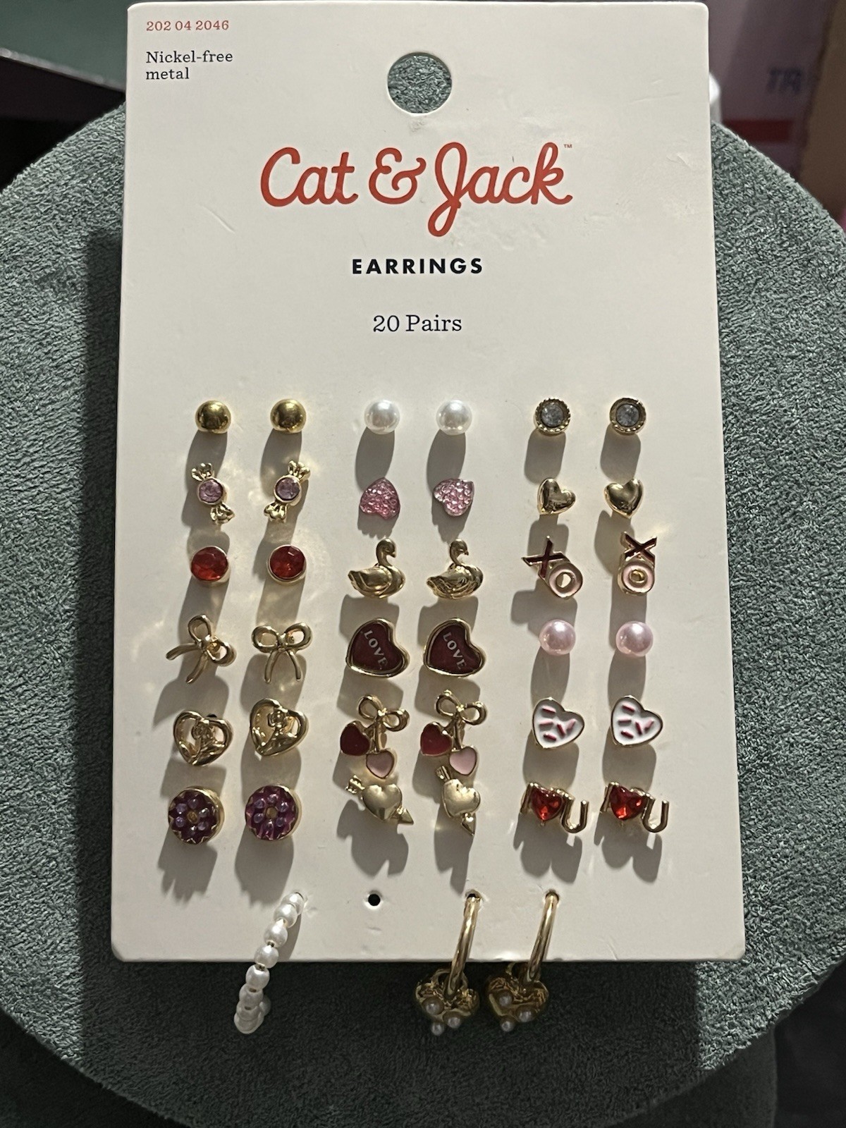 Cat & Jack Nickel-Free Heart Multi-Pair Earrings 19 Set Stud Dangle Butterfly