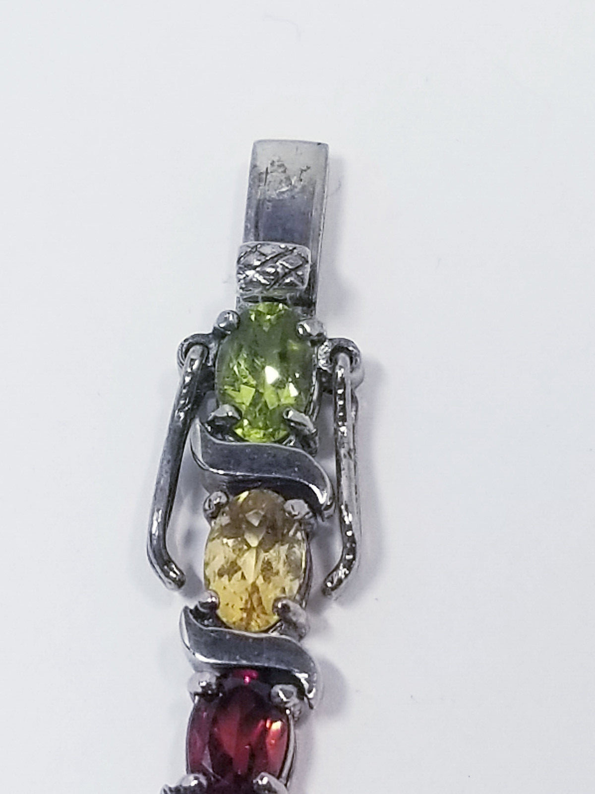 Multicolor Cubic Zirconia Sterling Silver Bracelet 15.7g T.W.