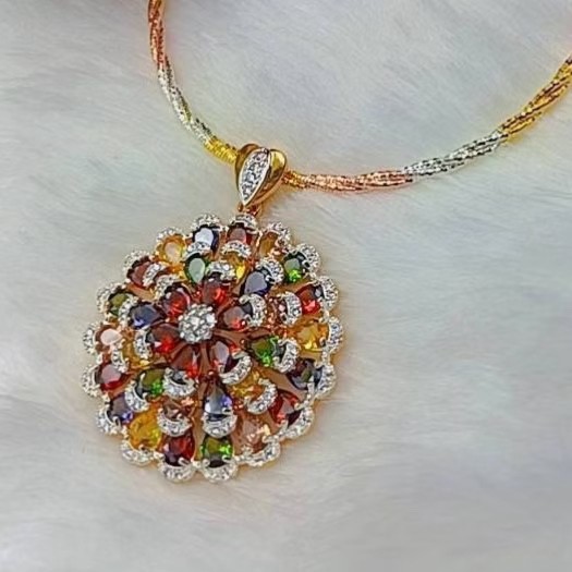 22K 23K 24K Thai Yellow Gold Plated Necklace Pendant Women Girl Jewelry 16 in