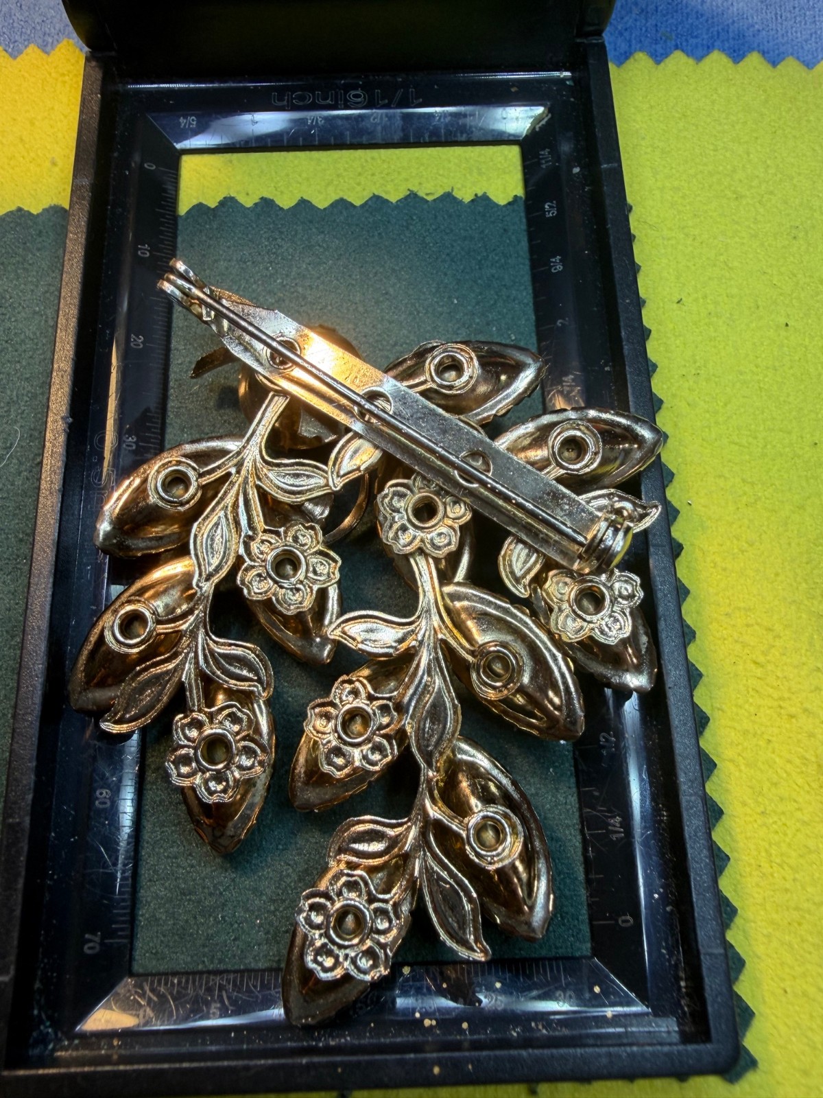 Unsigned Flowers/Grapes Brooch – Preowned, Good Condition