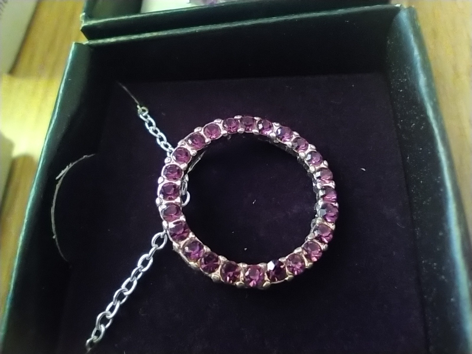 Avon Necklace FEBRUARY BIRTHSTONE SET 20 in necklace and hoop earrings