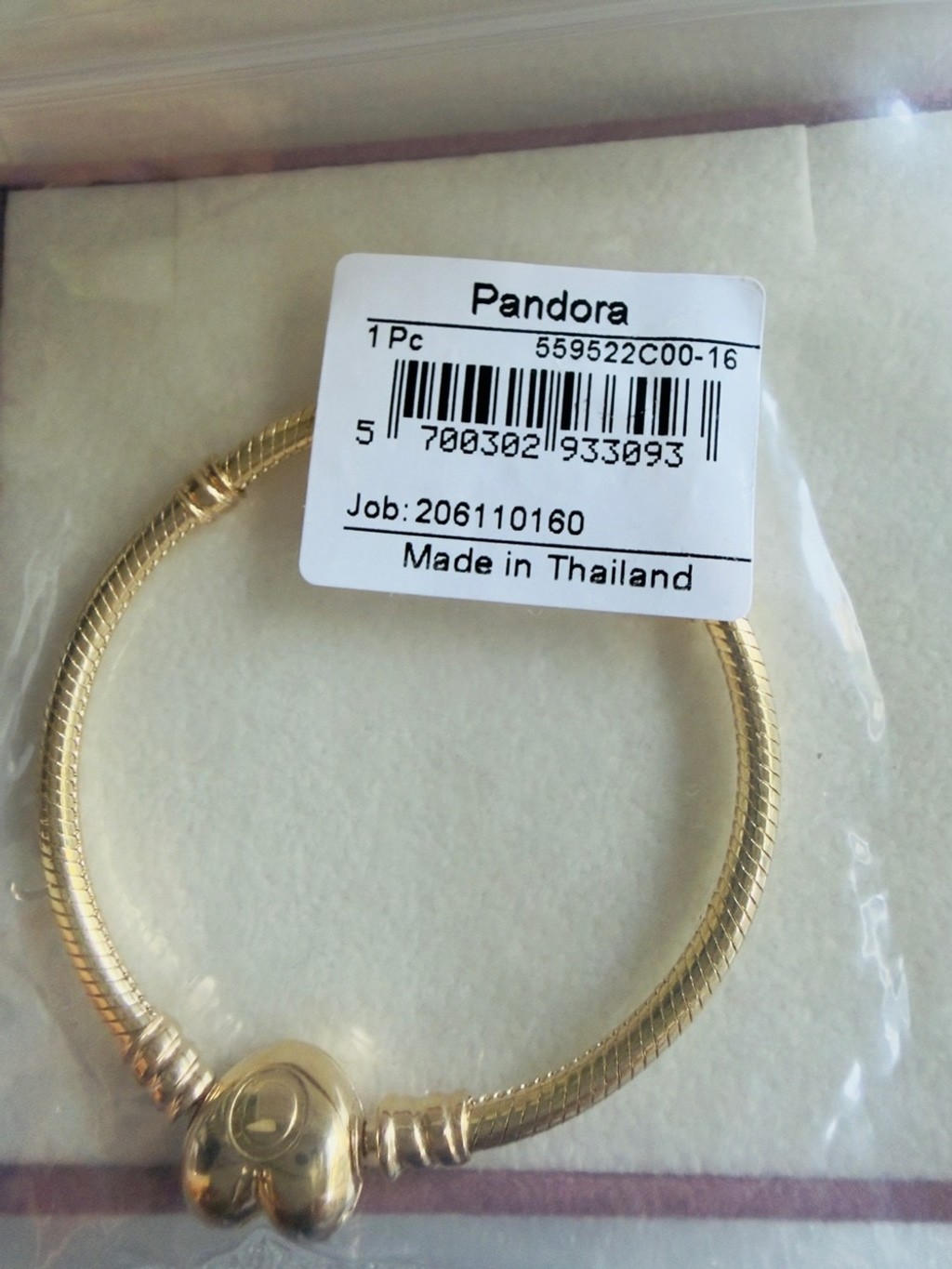 NEW❗️Authentic Pandora 14K Gold Moments Heart Clasp Snake Chain Bracelet 6.5 In