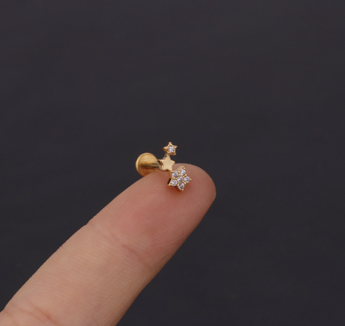 Internal Threaded Flat Labret Back Cartilage Helix Lobe Tragus Conch Earring UK