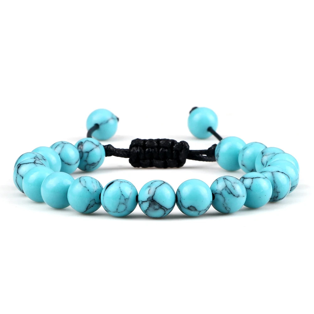 Handmade Adjustable Braided Bracelet Black Lava Stone Crown Tiger Eye Beads