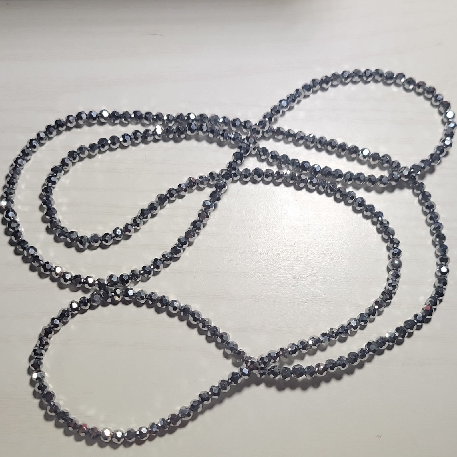 Amy Khan Russell 925 Single Strand Shiny Gun Metallic Metal Necklace