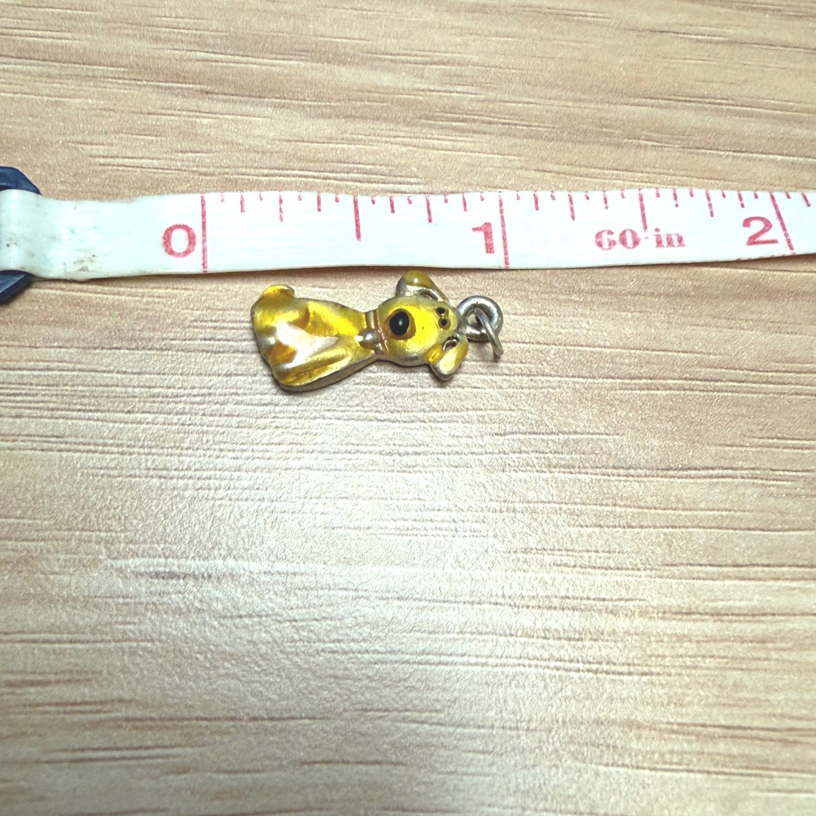 Vintage Gold Tone Enamel Sitting Dog Charm Yellow Puppy Pendant Jewelry