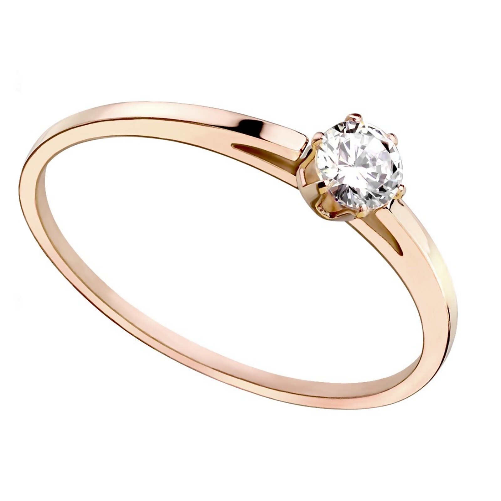 Minimalist Solitaire Ring Rose Gold PVD Plate Surgical Stainless Steel Promise