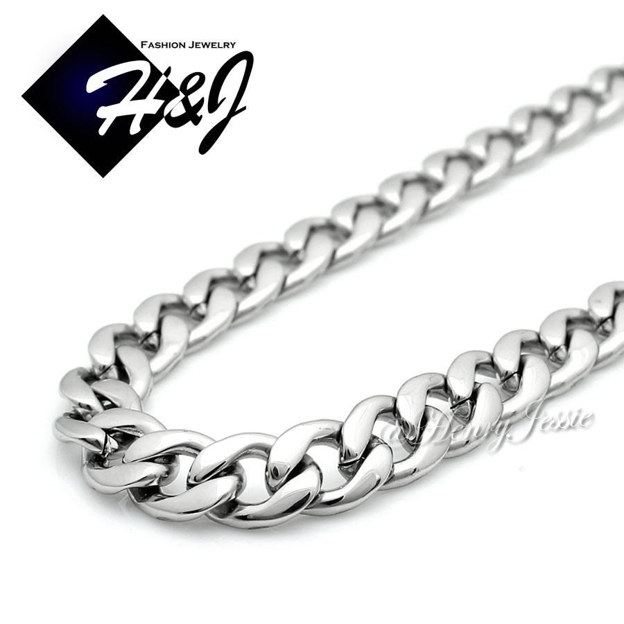 18-40″MEN Stainless Steel 4/5/6/7mm Silver Curb Necklace Plain Cross Pendant*P64