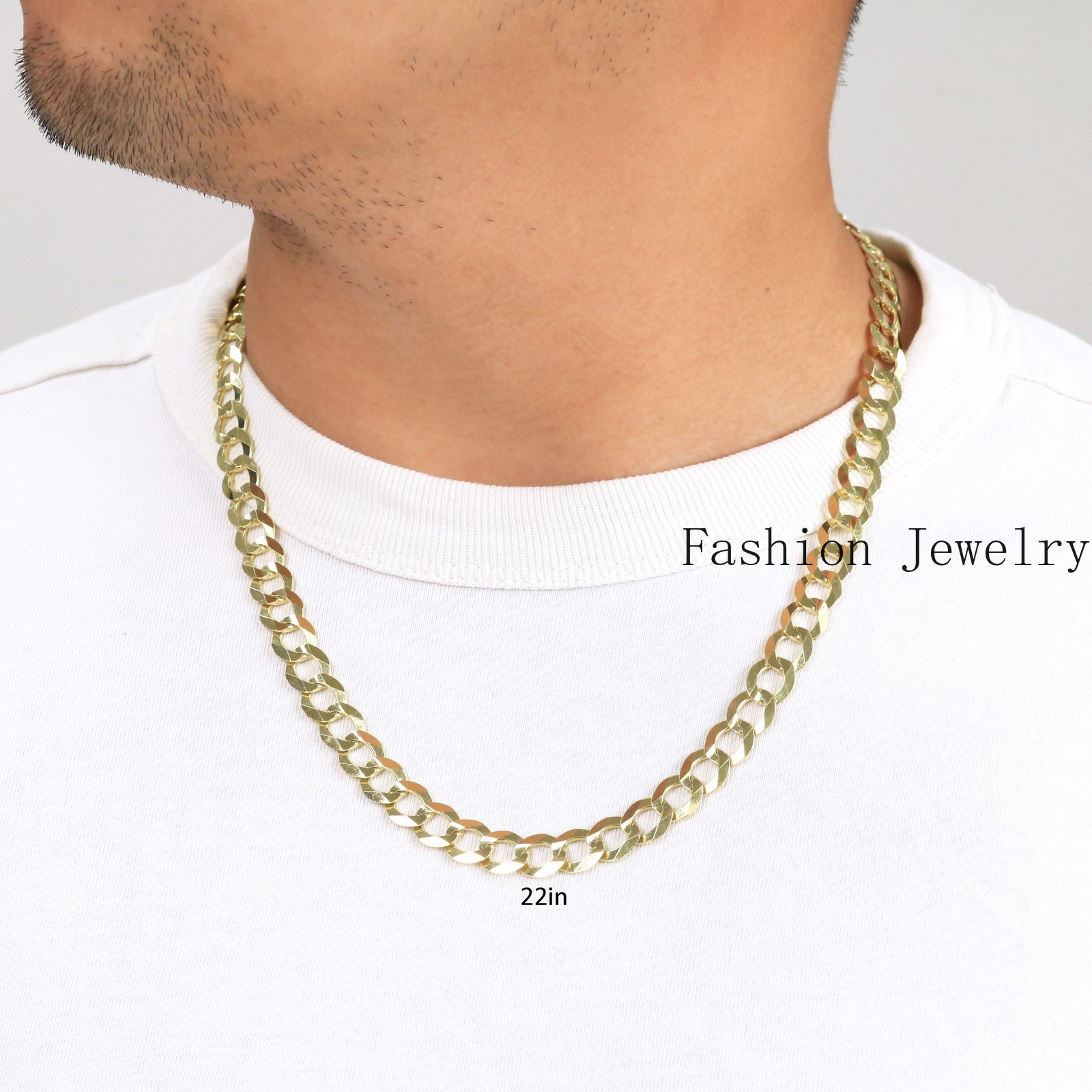 14K Yellow Gold 10mm Mens Solid Curb Cuban Chain Necklace Italian Made 20″- 30″
