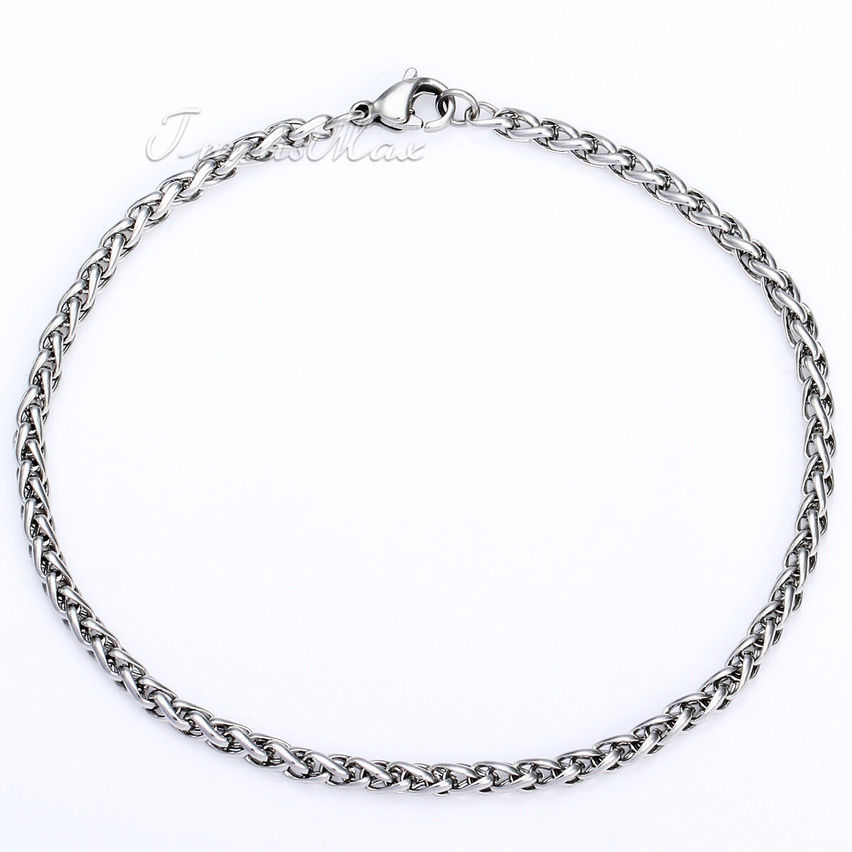 Stainless Steel Silver Wheat Braided Chain Bracelet Necklace Mens Jewelry 8-30″