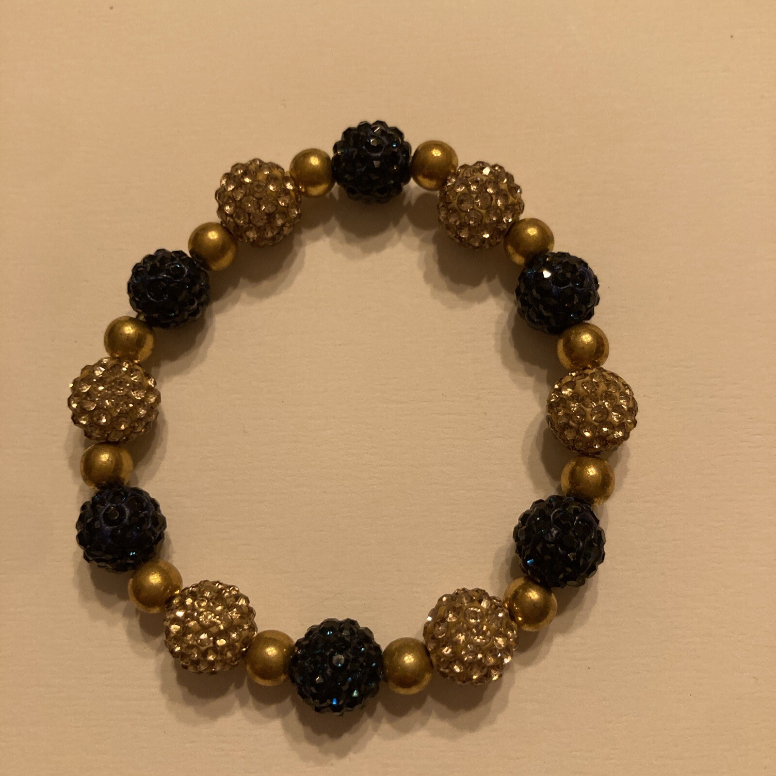 2 – Shamballa Gold Bead Bracelets Blue & Gold, Red Green & Gold