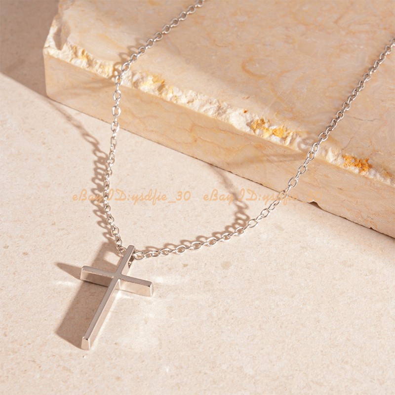 Women’s Fashion Metal Alloy Chain Silver Tone Cross Pendant Necklace
